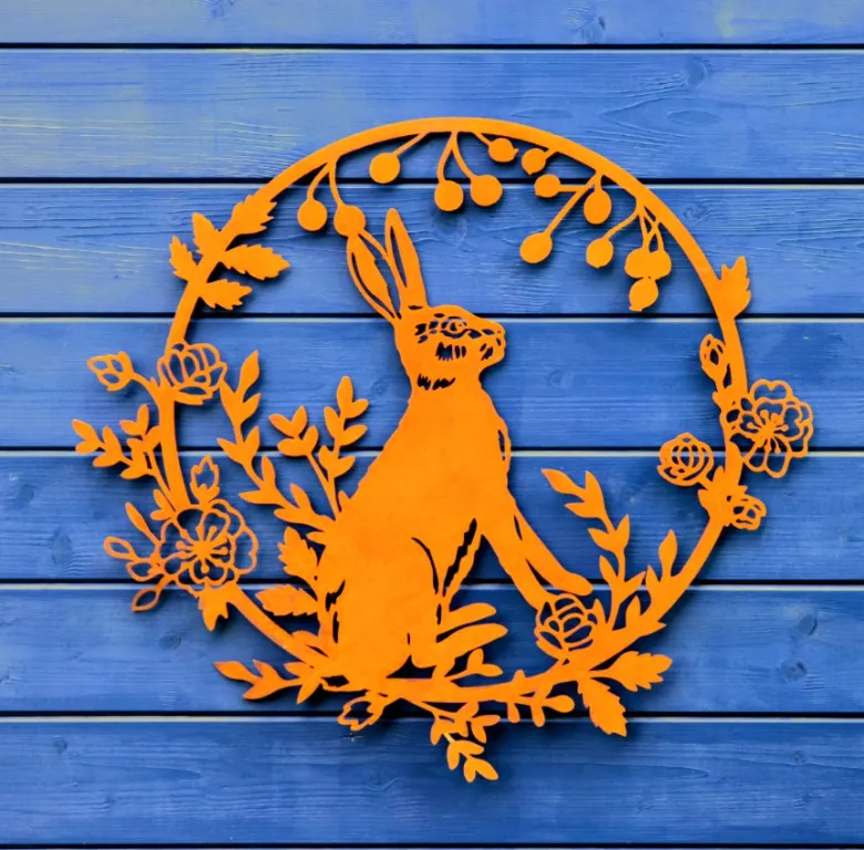 Floral hare plaque