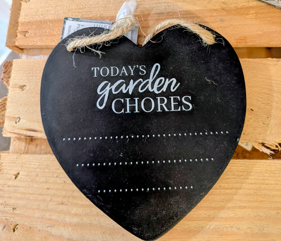 Garden chores heart chalk board